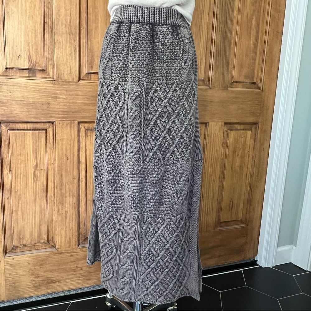 Free People Thick Cable Knit Maxi
Skirt Distressed